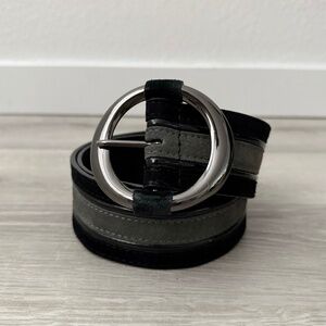 White House Black Market Women’s Black & Gray Suede Wide Belt Size Large